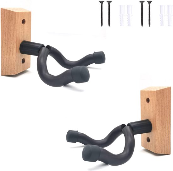 Luxe Gitaar Muurbeugel - Donker Eiken Hout | YONO