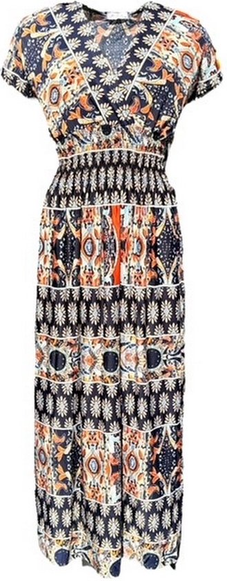 La Pèra Robes pour femme - Robes d'été Femme - Robe de voyage - Robe colorée - Infroissable - Elastique - Manches courtes - Blauw - M/L