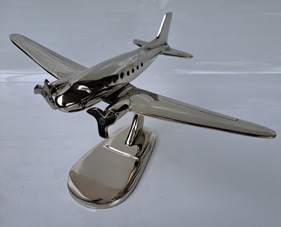 Denza - Vliegtuig decoratie aluminium PN3750 model vliegtuig - kleur zilver - breedte 41 cm - flugzeug - air plane