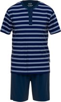 Ceceba heren shortama O-hals met knoopjes - donkerblauw gestreept - Maat: 3XL