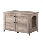 Armoire à litière pour chat-armoire à litière pour chat avec 2 Portes facile à nettoyer-armoire à chat Design anti-caca de chat-bois beige/ Grijs