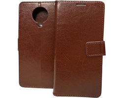 Bookcase Geschikt voor: Nokia G10 / G20 - Bruin - portemonnee hoesje met 2 stuks Glas Screen protector