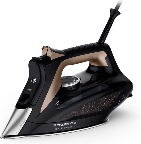 Rowenta DW6341D1 strijkijzer Stoomstrijkijzer Microsteam 400 HD 3De-zoolplaat 2500 W Zwart, Bruin