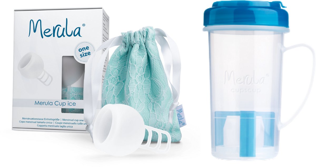 Merula Merula Cup + Cupscup - Ice kleurloos - Gezond alternatief - Lekvrij design - Effectieve reiniging