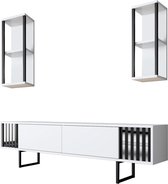 Modern TV-meubel | Woody Mode | 100% Melamine | Metalen Poten | Wit Zwart