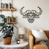 Hoagard - Dieren Muurdecoratie | Stier Hoofd |Kick Bull Head Metal Wall Deco| 63x47cm | Zwart
