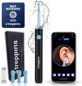 Treppins® Oorreiniger Pro Zwart - Oorsmeer verwijderaar met Camera - Ear Cleaner - Earscratcher - Oren schoonmaken - Oorspuit - Oorcamera