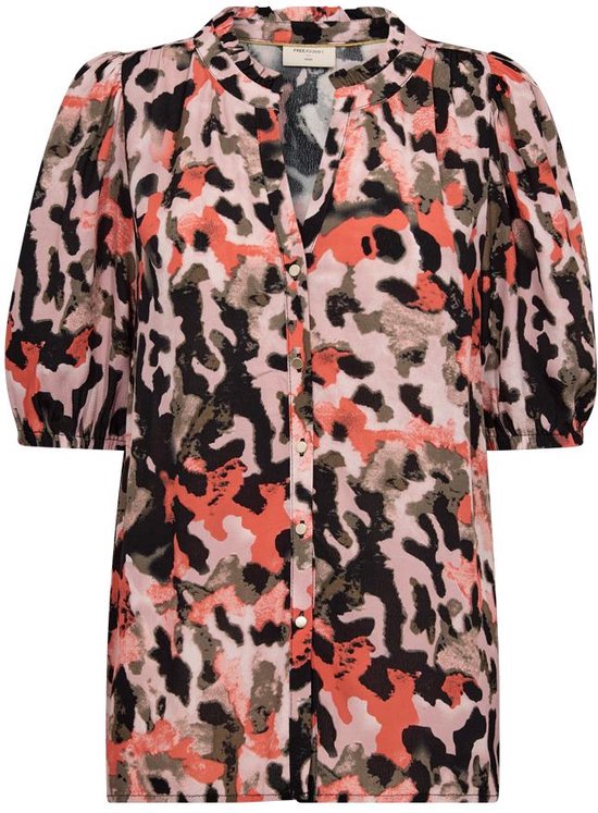 Freequent Blouse Fqlexey Shirt 203772 Black W Hot Coral Dames