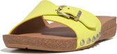 FitFlop Iqushion Adjustable Buckle Leather Slides GROEN - Maat 38