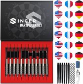 Sincer Dartpijlen Set - 23 Gram en 24 Gram Steeltip Darts - Set van 12 Pijlen – 70 Delige Darts Case – Giftbox met Dartspijlen, Shafts, Flights, Accessories en Extra Onderdelen