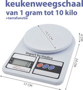 Keukenweegschaal -digitaal (tot 10 Kg) - Wit tot 1 gram nauwkeurig - met Tarra functie