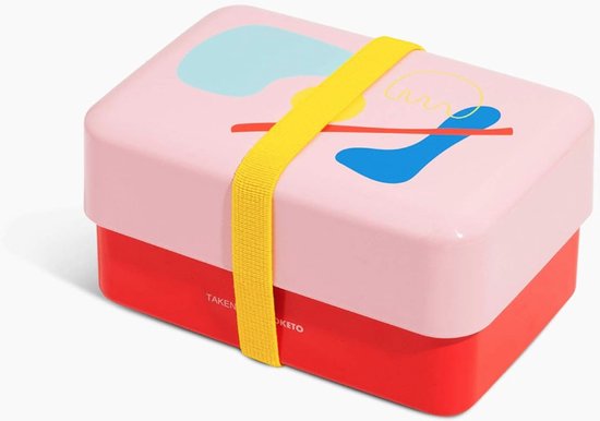 Bento Nibble Box, Eco-Friendly Lunch Box Made in Japan, BPA and Reed Free, 100% Recycle Plastic Bottle Use, Microwave and Dishwasher Safe, Takenaka Bento Box (Periwinkle Blue *Band: Orange
