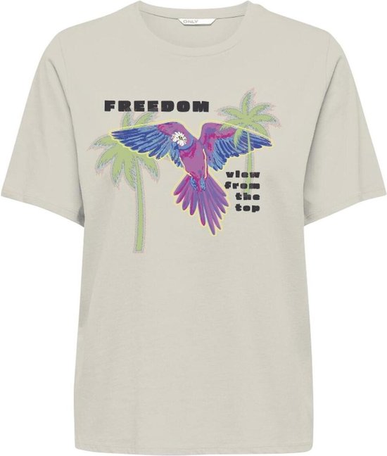 Only T-shirt Onlkaya Life S/s Birds Top Box Cs J 15339073 Birch/freedom Dames Maat - L