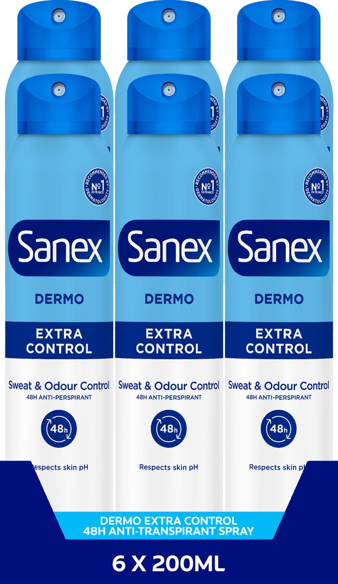 Goedkoopste Sanex Dermo Extra Control 48h Anti-transpirant Spray - Voordeelverpakking - 6 x 200ml