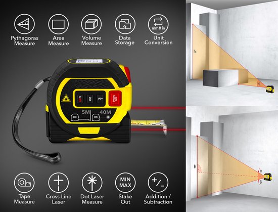 Staza Digitale Rolmaat - Laser Afstandsmeter 40M - Elektronische ...