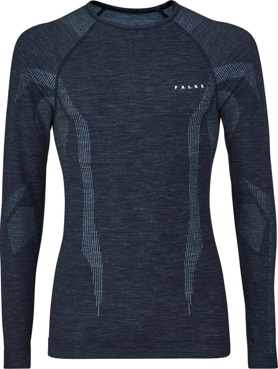 FALKE Wool-Tech Longsleeve warmend, anti zweet functioneel ondergoed Baselayer-Shirt heren blauw - Maat XL