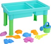 Table à eau de Sable avec jouets de plage - 10 pièces - Compacte - Table à eau - Table à sable - avec Jouets aquatiques - 44 x 29 x H9 cm avec pieds H25