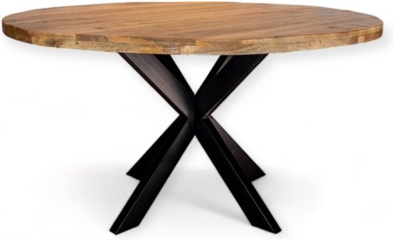 Zita Home EL - Eettafel rond - 100 cm in diameter - Mangohout met metalen matrixpoot