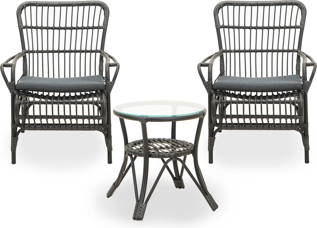 Vita Lester loungeset zwart met hoge tafel