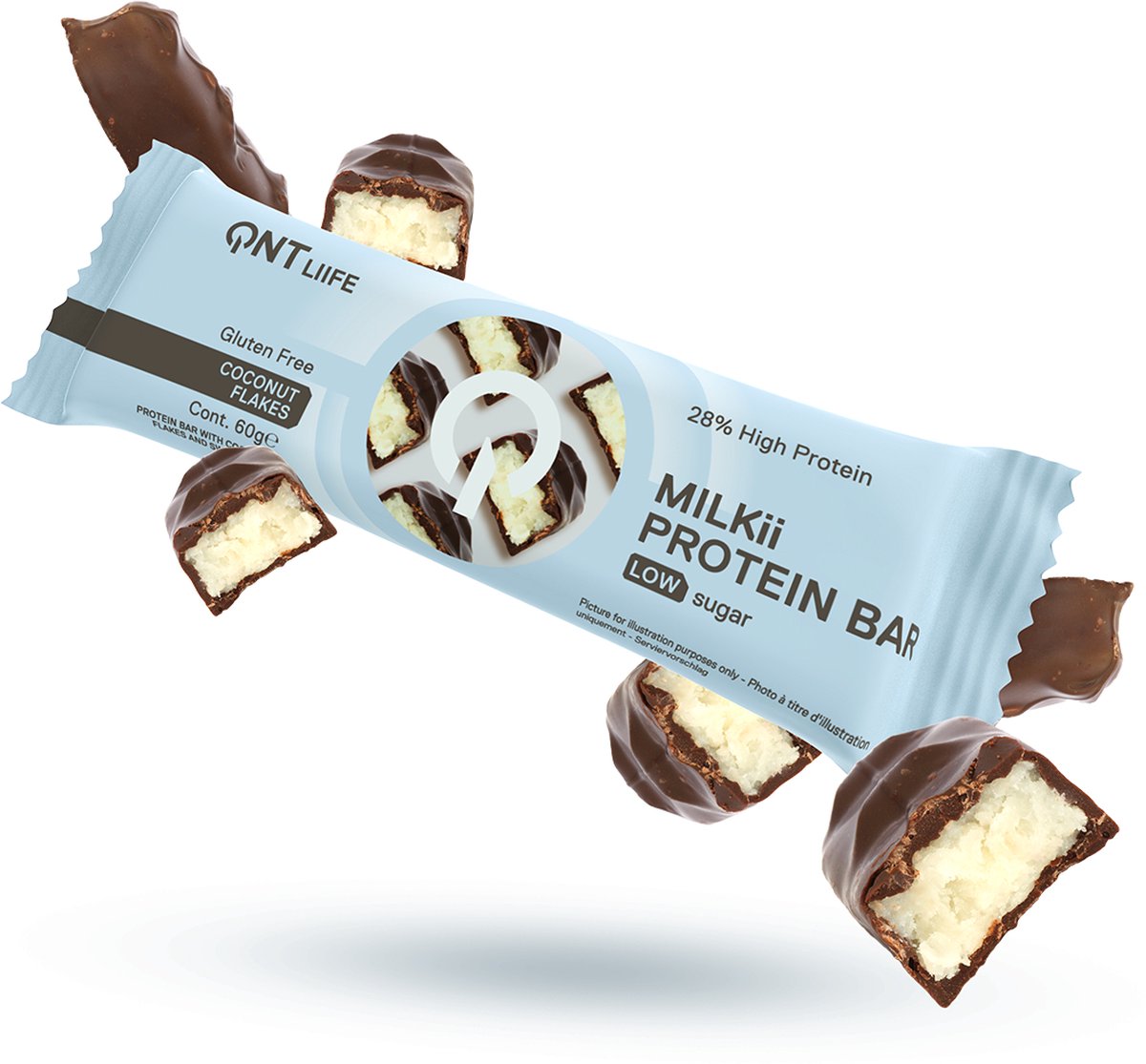 Goedkoopste QNT MILKII PROTEIN BAR CHOCOLADE EN KOKOSVLOKKEN | 12 X 60 Gram