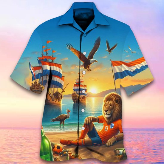 Blouse Oranje Leeuw EK piratenstijl - Large