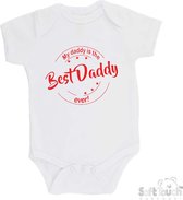 100% katoenen Romper "My daddy is the best daddy ever!" Vaderdag Unisex Katoen Wit/rood Maat 56/62
