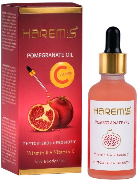 Harem's Pomegranate Oil - Vitamine C E - Face Body Hair - Probiotic -