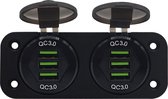 ProRide® 12V USB Stopcontact 6 Poorten - Tweevoudig Inbouw - QC3.0 - DS2085B - USB Autolader, Boot en Camper