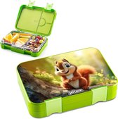 Kinderlunchbox met vakken - Lunchbox - Bento Box Lekvrij - Lunchbox voor kleuterschool en school - Meisjes en jongens | Snackdoos (Eekhoorns)