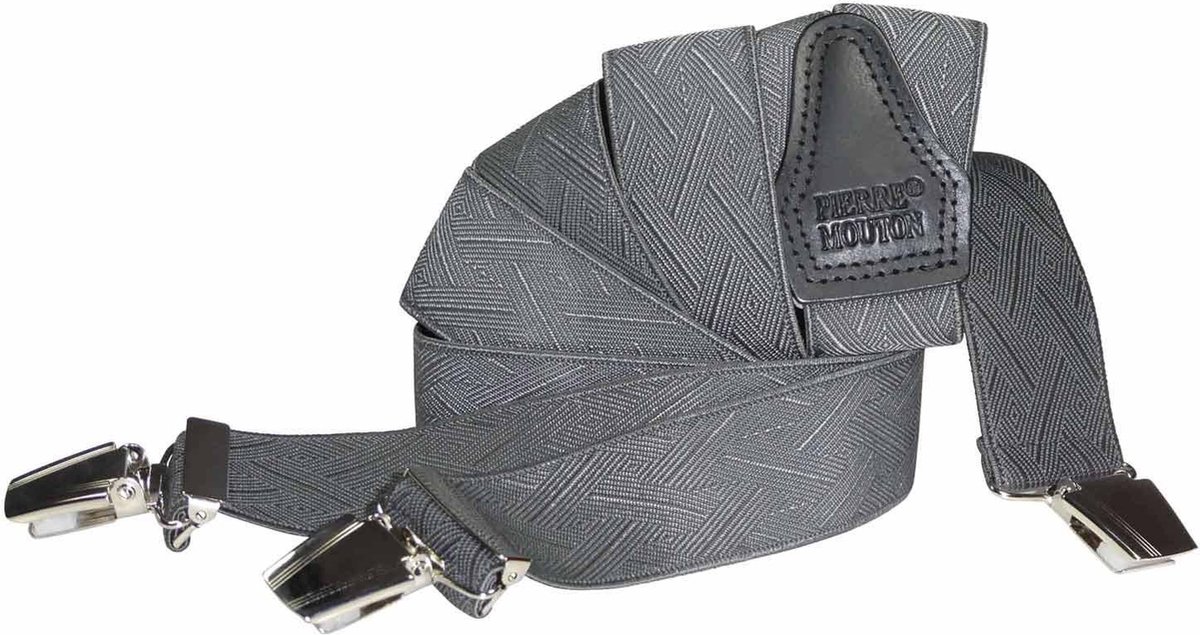 Pierre Mouton Musette Bretel - Bretels - Volwassenen - Heren - Donkergrijs - 140cm - 3 brede clips - XL - XXL