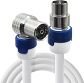 Coax kabel op de hand gemaakt - 20 meter - Wit - IEC 4G Proof Antennekabel - Female haaks en Male rechte pluggen - lengte van 0.5 tot 30 meter