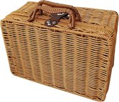 Geweven rieten koffer - picknickmand met handgrepen - zeegras rotan opbergmand voor reizen, picknick, camping - retro design picnic basket
