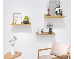 Wandplank, houten zwevende plank, U-vormige wandplank set van 3, rustieke hangplank voor woonkamer, slaapkamer, keuken, badkamer, kantoor