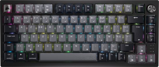 Clavier Mécanique Sans Fil Corsair K65 Plus - Corsair MX Red - RGB - FR Azerty - Zwart/ Grijs