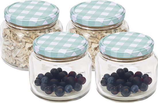 Hega Hogar Weckpot/voorraadpot Classico - 4x - 600 ml - kunststof - groen - D10 x H9 cm