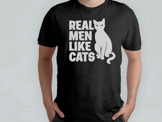 REAL MEN LIKE CATS - T Shirt - Cats - Gift - Cadeau - CatLovers - Meow - KittyLove - Katten - Kattenliefhebbers - Katjesliefde - Prrrfect