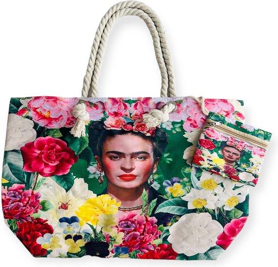Frida Kahlo Schoudertas/Shopper Sunny Flowers met etui