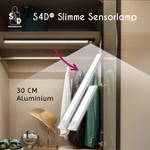S4D® - Slimme LED Lamp - Bewegingssensor Lamp - Nachtlampje Kinderen - Dimbaar en Draadloos - Warm, Natuurlijk en Wit Licht - Multifunctioneel - 30 CM Aluminium