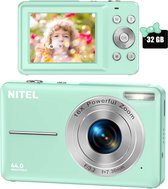 Nitel Digitale Camera - Fototoestel - Fotocamera - Compact Camera - Vlog Camera - Voor Kinderen - Inclusief 32GB