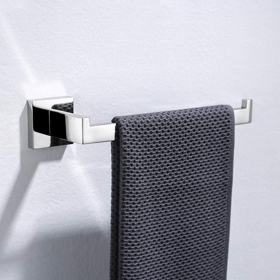 ML-Design handdoekhouder zonder boren 26 cm, zilver, gemaakt van roestvrij staal, wandbevestiging, handdoekhouder wand zelfklevend voor badkamer keuken, modern, handdoekhouder wand zelfklevend