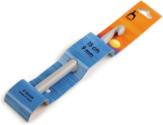 Pony classic haaknaald kunststof grijs - nr. 9 - 15 cm - light - licht plastic naald met gladde finish - haken