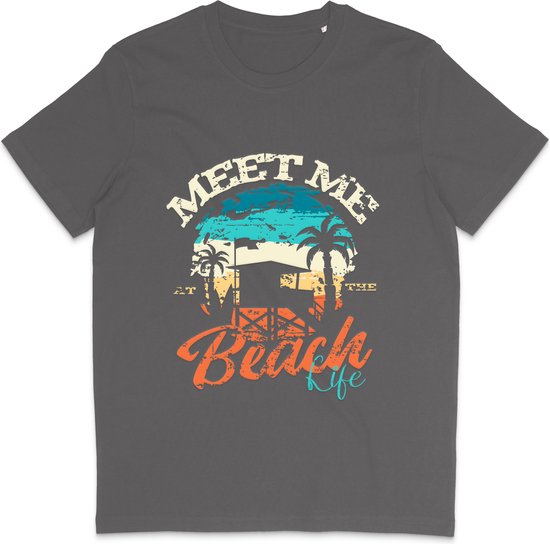 Dames Heren T Shirt - Beach Life - Zomer - Grijs - XS