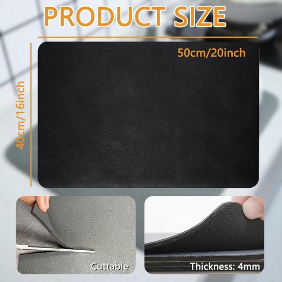 Afdruipmat, 50 x 40 cm, keukenafdruipmat, antislip onderkant