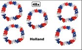 48x Hawai krans Holland - rood/wit/blauw - Nederland EK Voetbal thema feest hawaii slinger