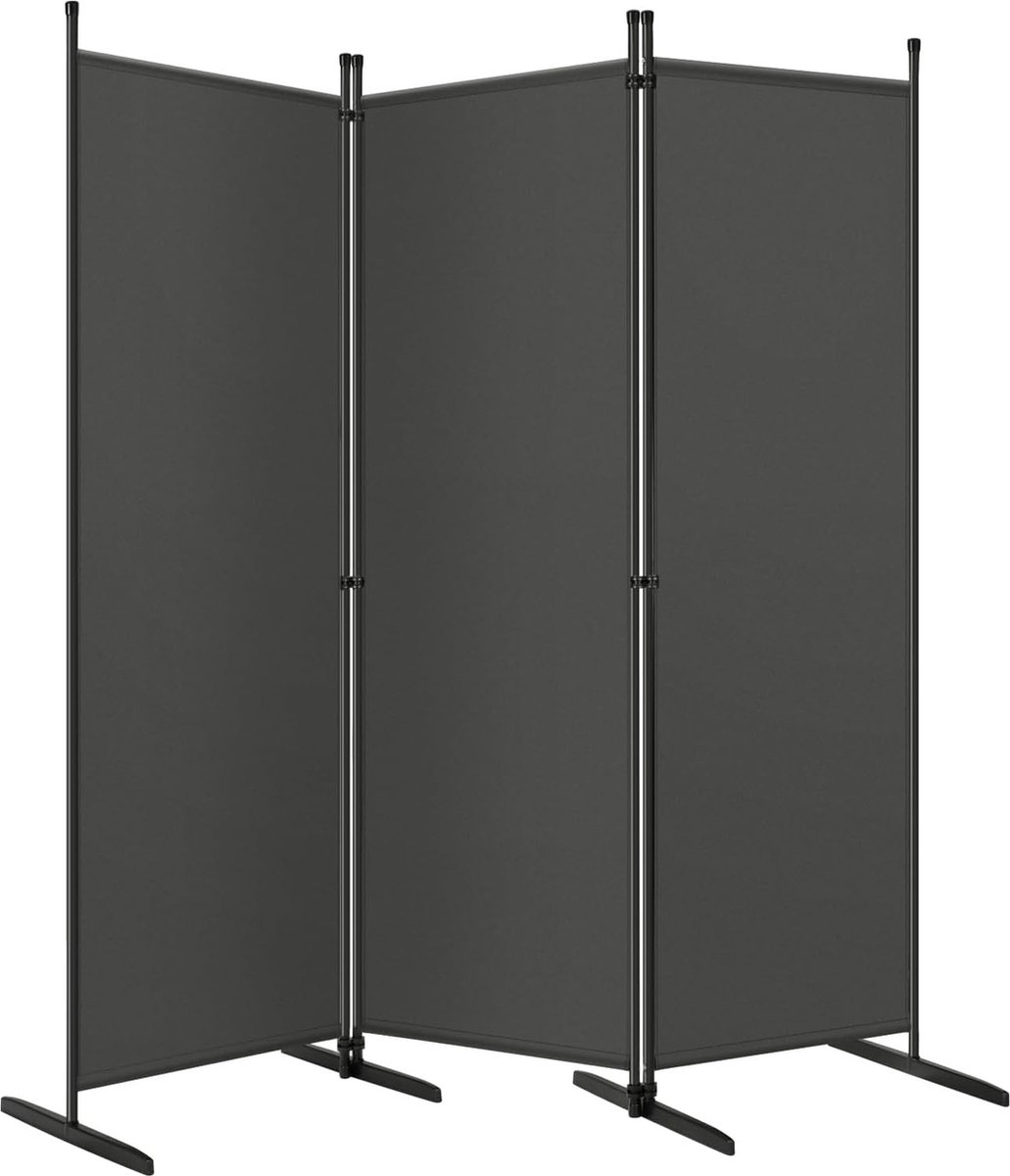 BukkitBow - Opvouwbare Kamer Verdeler / Kamerscherm met 3 Panelen - Donkergrijs - 167x177cm