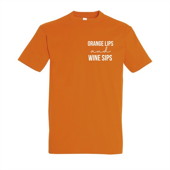 Chemise Oranje - Chemise Fête du Roi avec texte - Taille XXL - Lèvres Orange et gorgées de vin