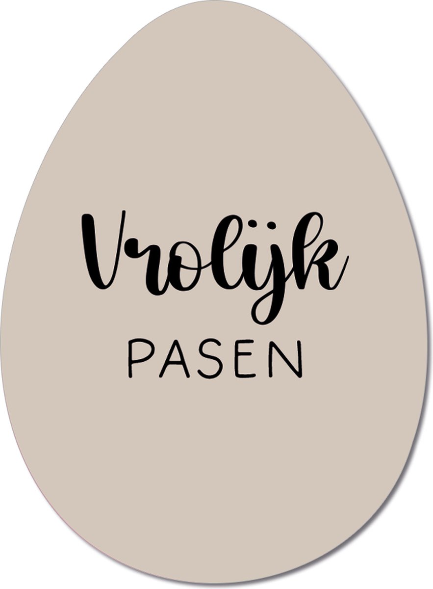 Label2X - Paasei Decoratie Vrolijk Pasen - 40 cm hoog - Inclusief Grote Houder - Paasdecoratie - Pasen versiering