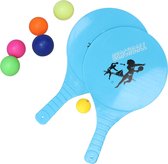 Beachball set blauw - kunststof - 6x multi kleur balletjes - rubber - strandbal speelset