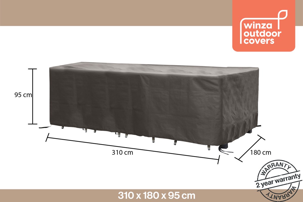 Winza Outdoor Covers - Premium - beschermhoes tuinset Tuinsethoes - Maat XXL - Afmeting : 310x180x95 cm - Met Pop-up Bobin - 2 jaar Garantie