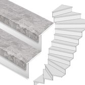 Kit de rénovation d'escalier - 2 quarts tournants - 13 marches Couche supérieure SPC Gris béton avec contremarches blanches